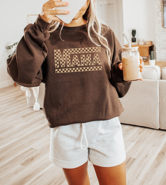 Brown Mama Checkered Sweatshirt