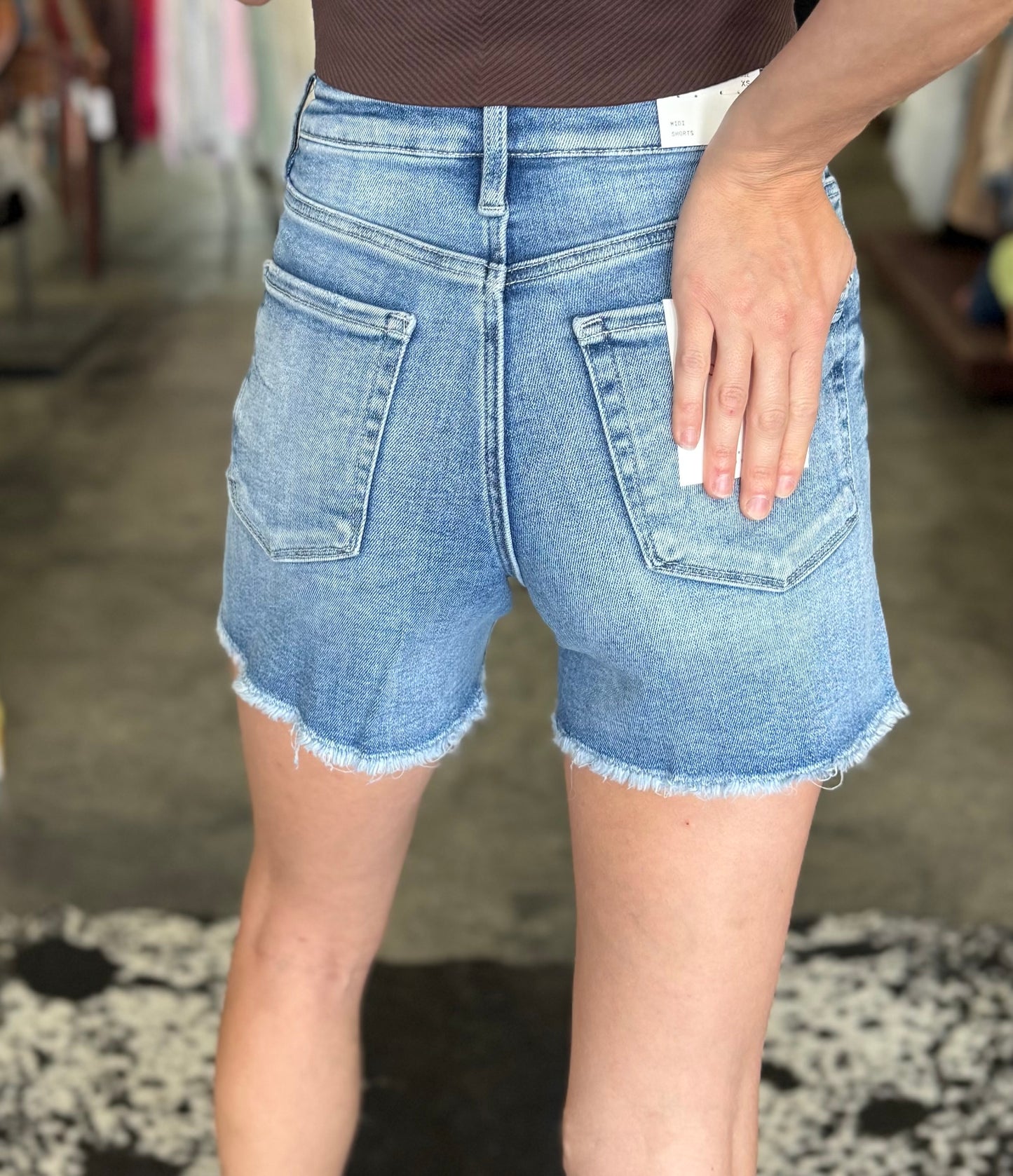 The Ruby Midi Denim Shorts