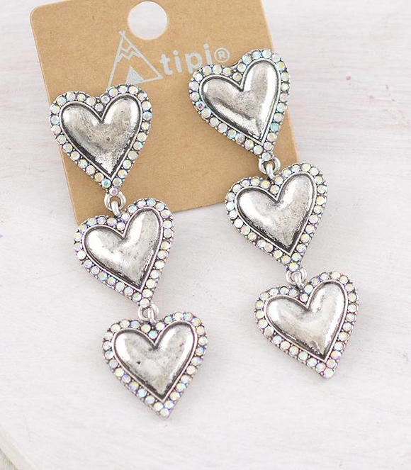 Rhinestone Heart Drop Earrings