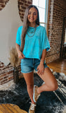 The Brynn Oversized Crop *Aqua Blue