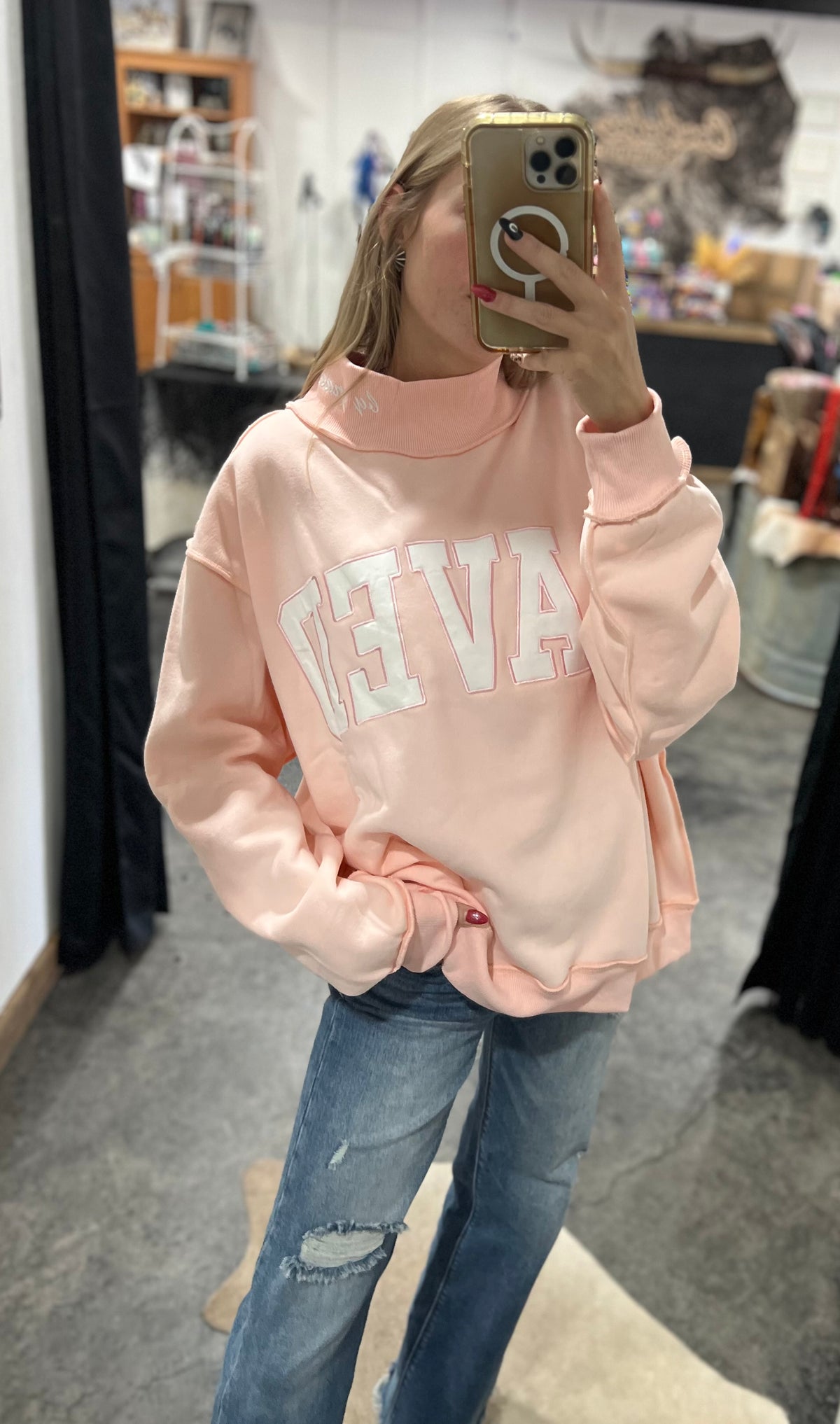 Saved By Grace Mock Neck Sweatshirt