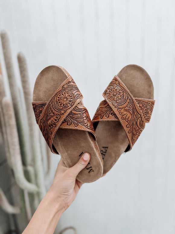 Gracie Tooled Leather Sandals
