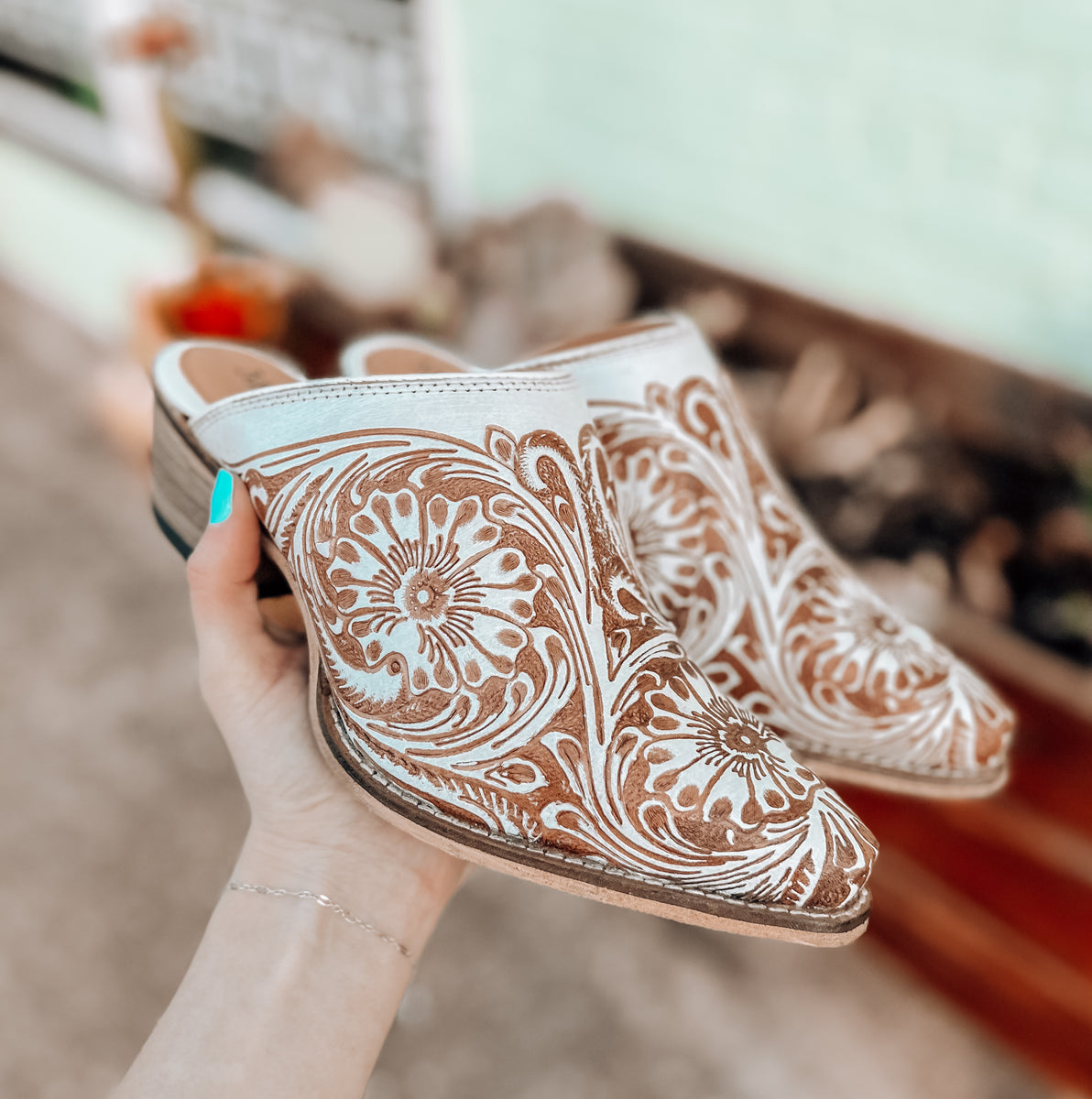 Valeria Hand Tooled Mules – Cowbabes Designs