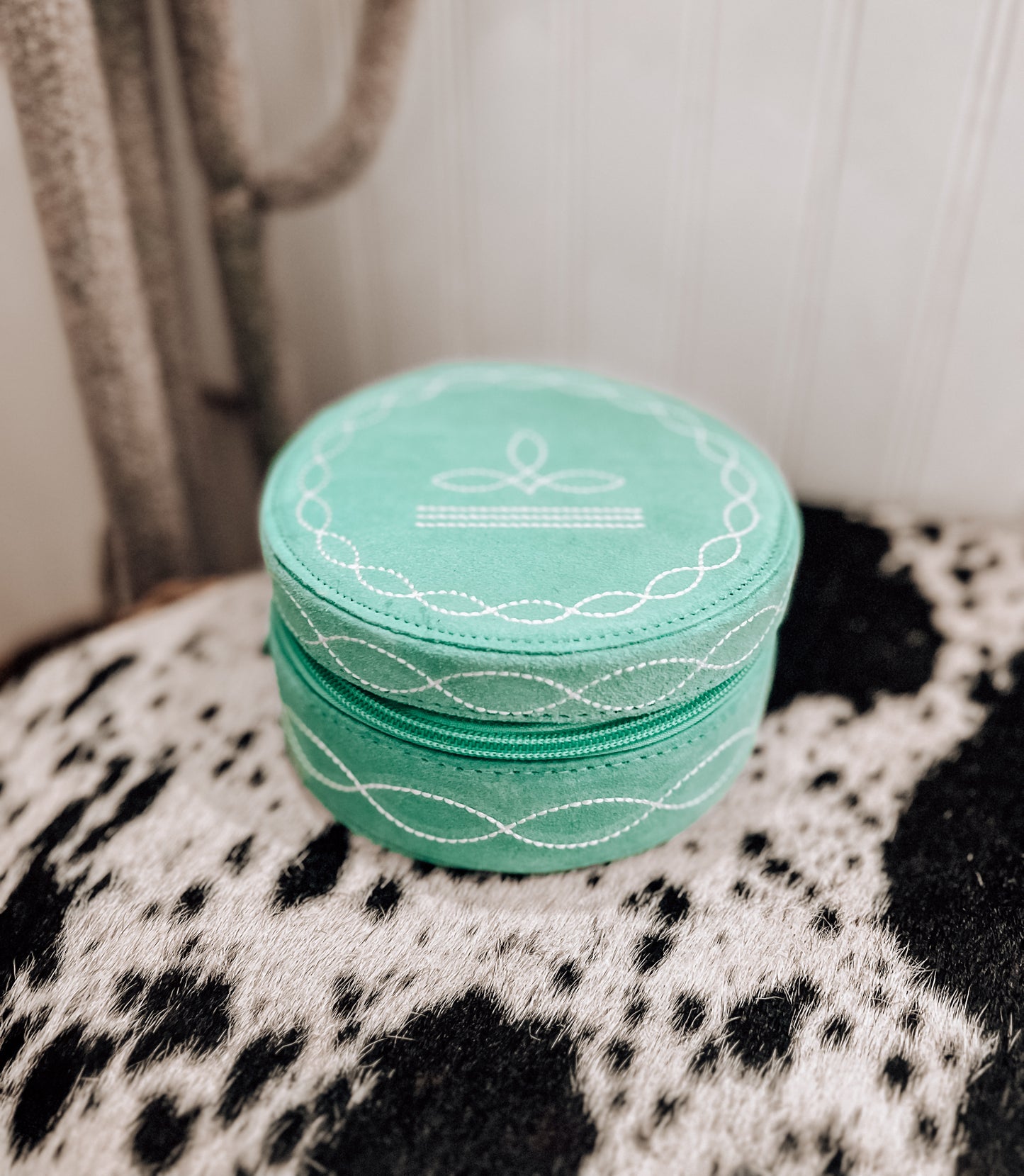 Turquoise Boot Stitch Jewelry Box
