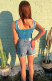 2 Way Neckline Ribbed Crop Tank *Ocean Blue