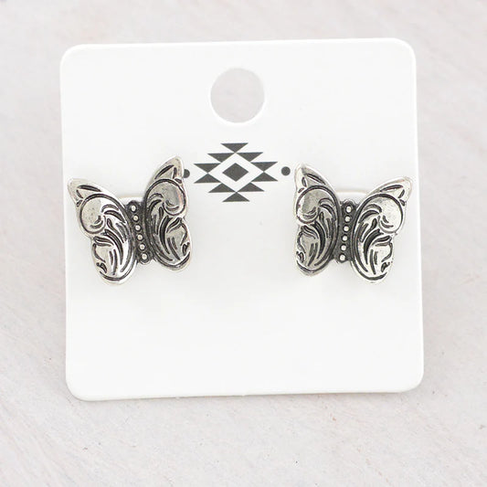 Tooled Butterfly Earrings
