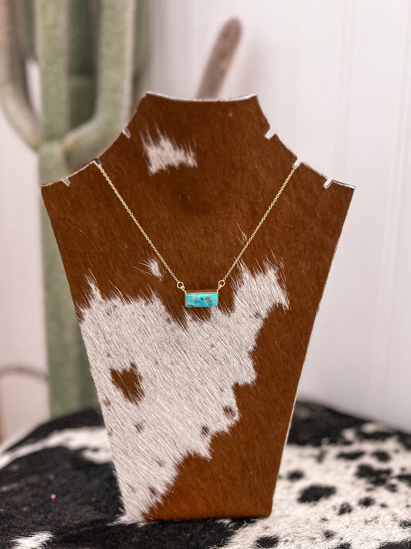 Turquoise Bar With Gold Chain