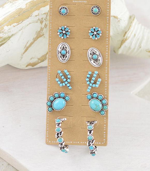 Cactus 6PC Earring Set