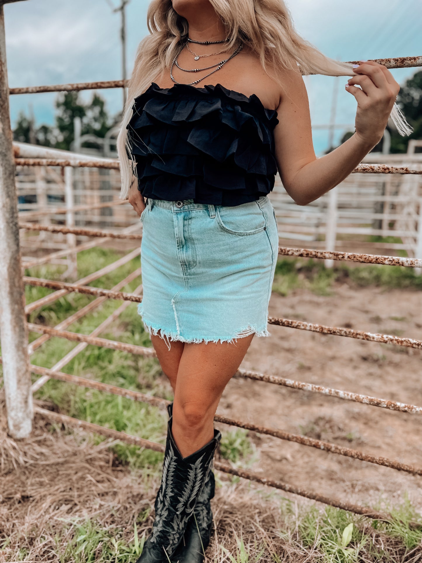 Jetson Ruffle Lace Back Top