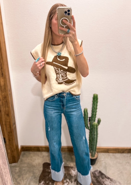 Cowboy Boot Sweater Vest
