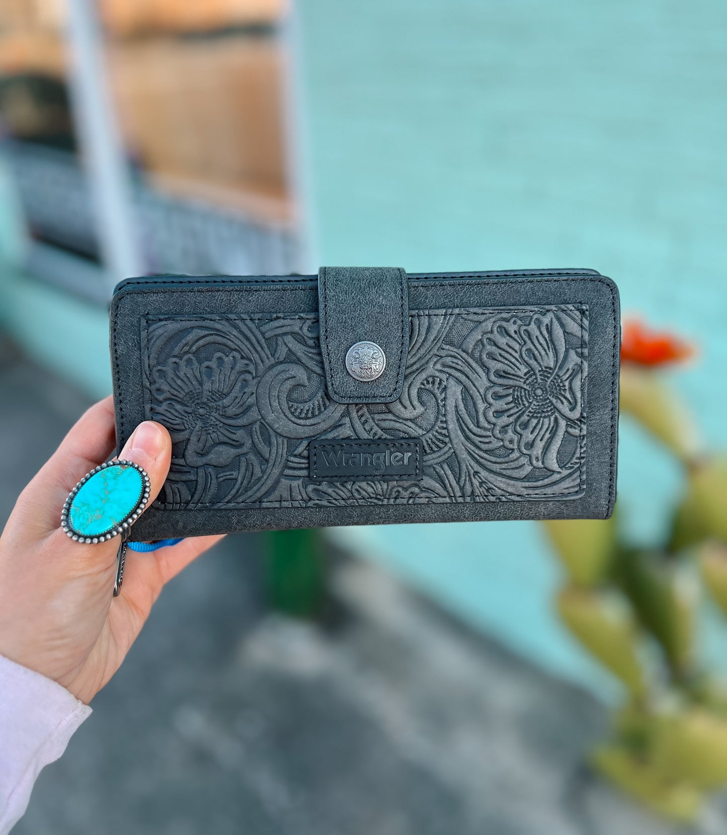 Wrangler Western Floral Tooled Wallet *Black