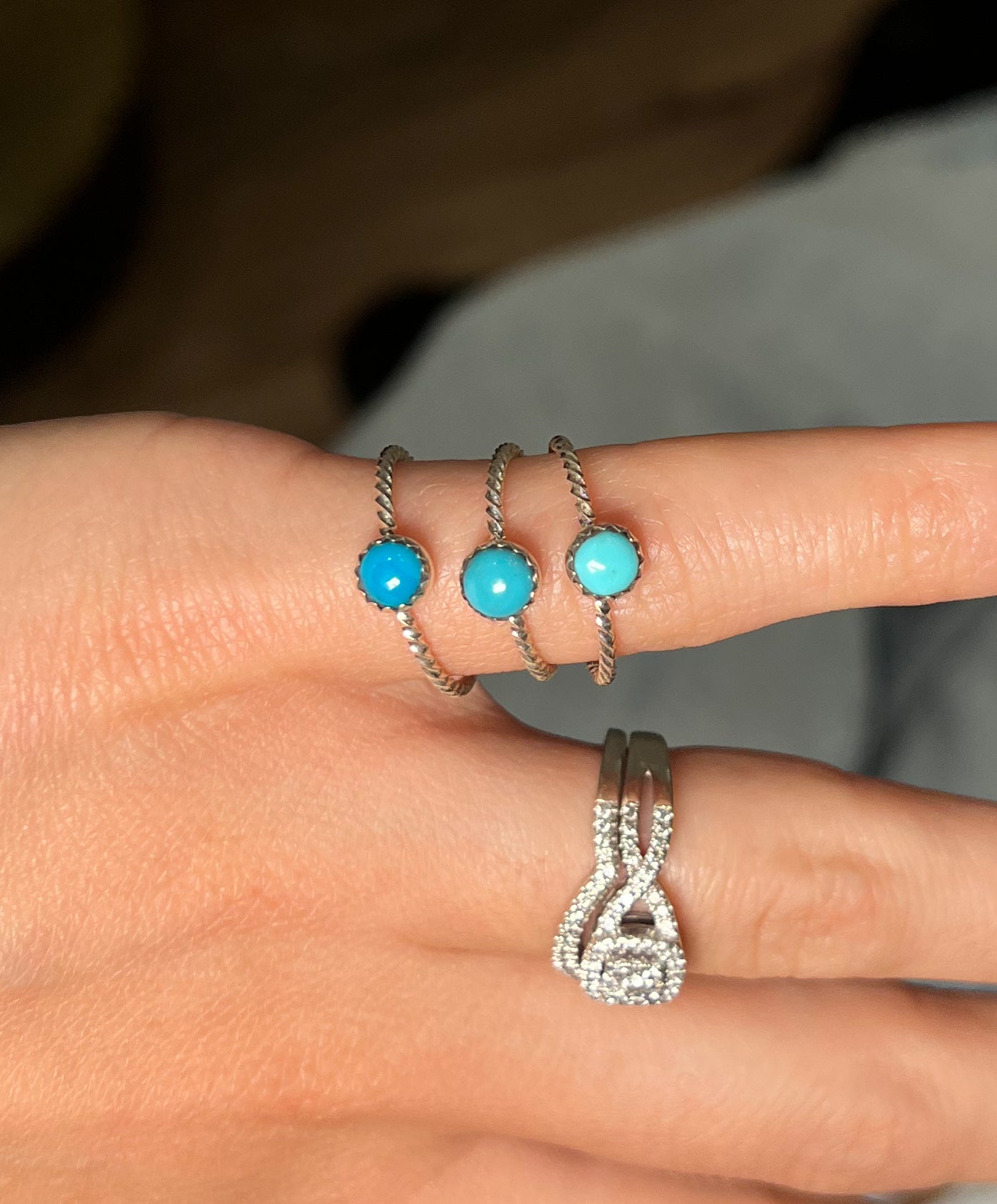 Dainty Single Stone Turquoise Ring