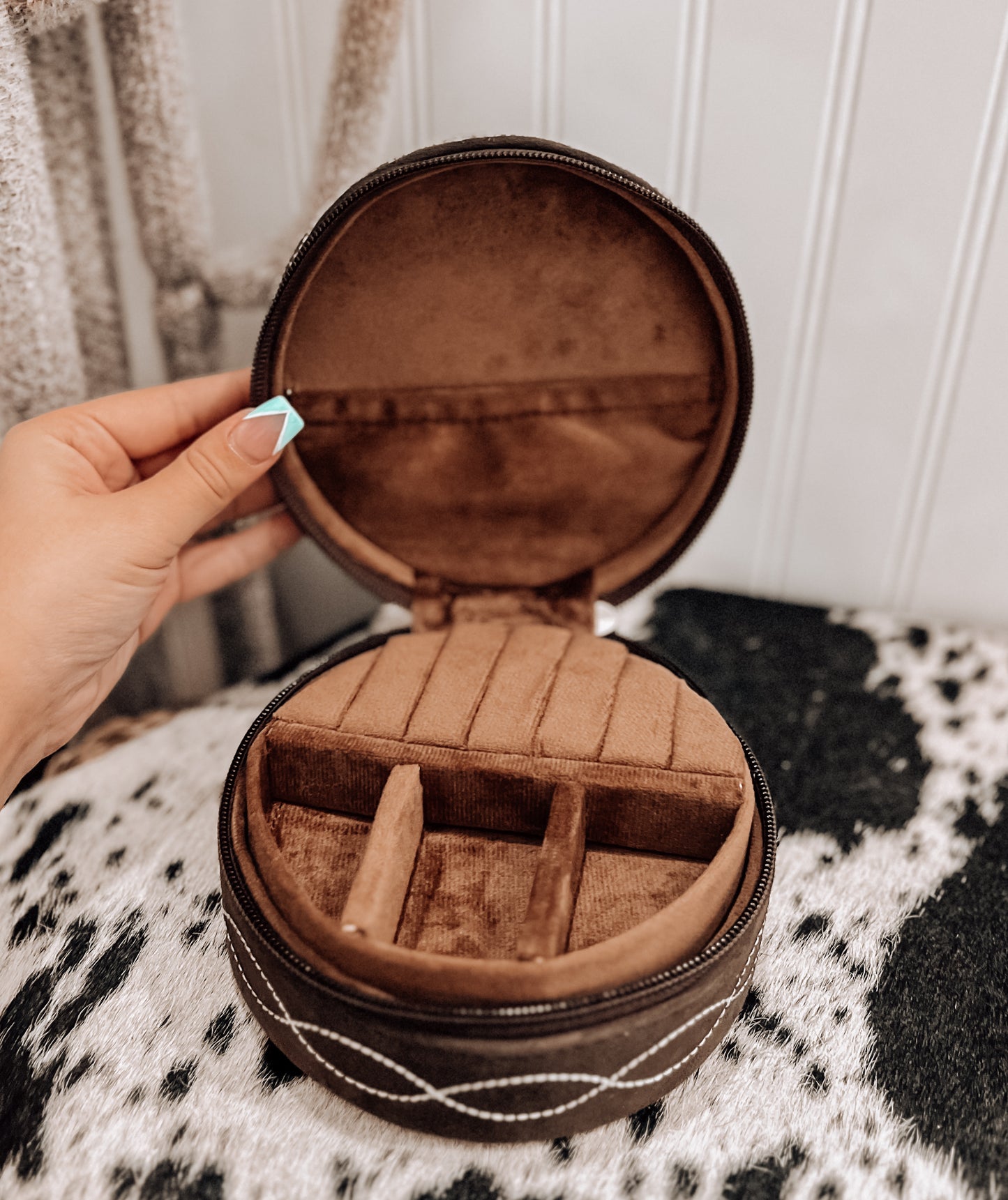 Brown Boot Stitch Jewelry Box