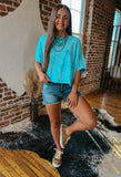 The Brynn Oversized Crop *Aqua Blue