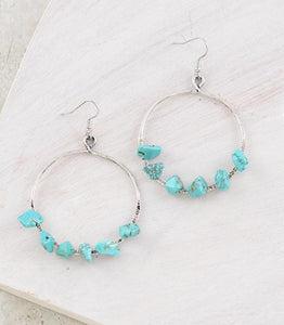 Turquoise Stone Hoops