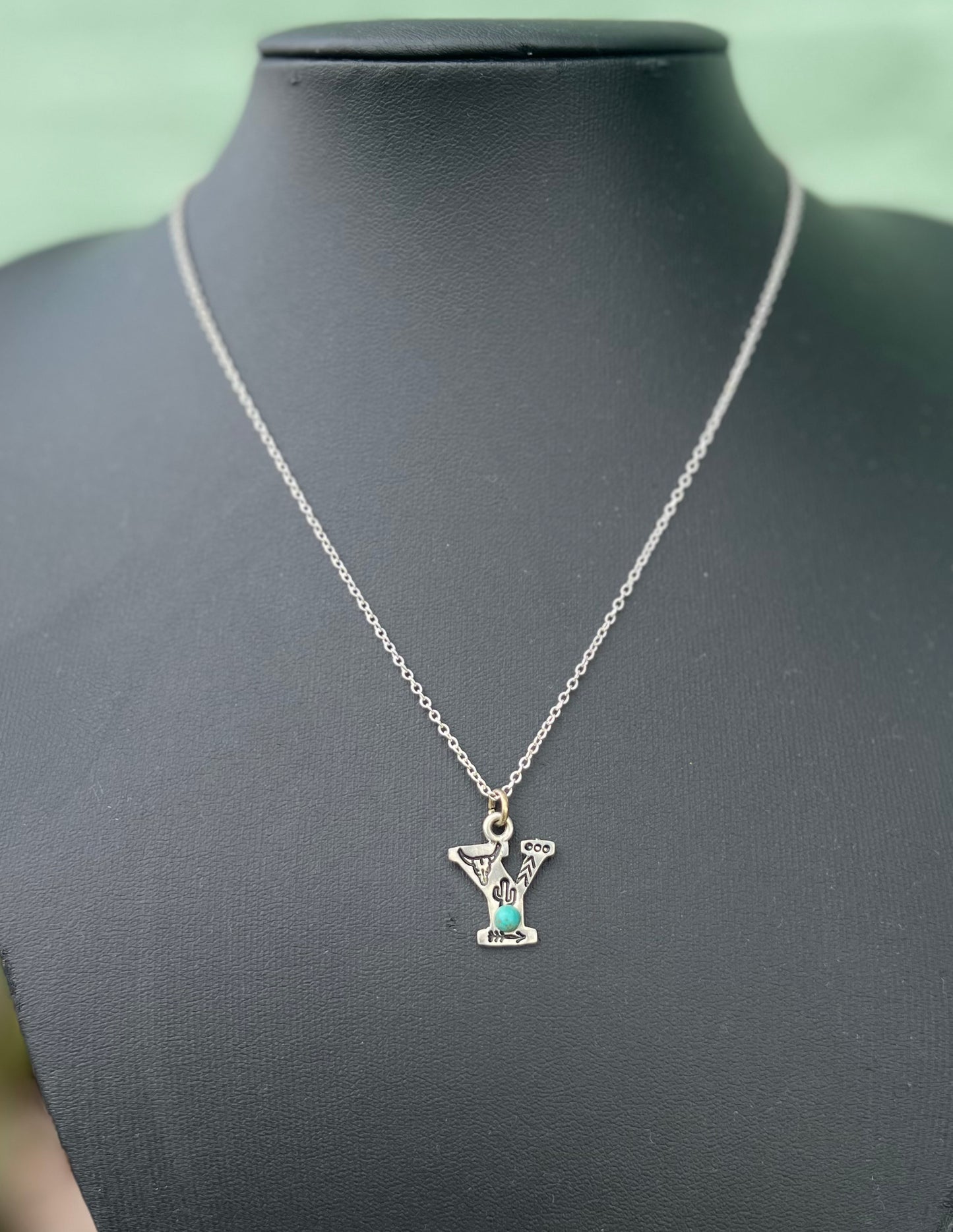 Initial Necklace with Stone