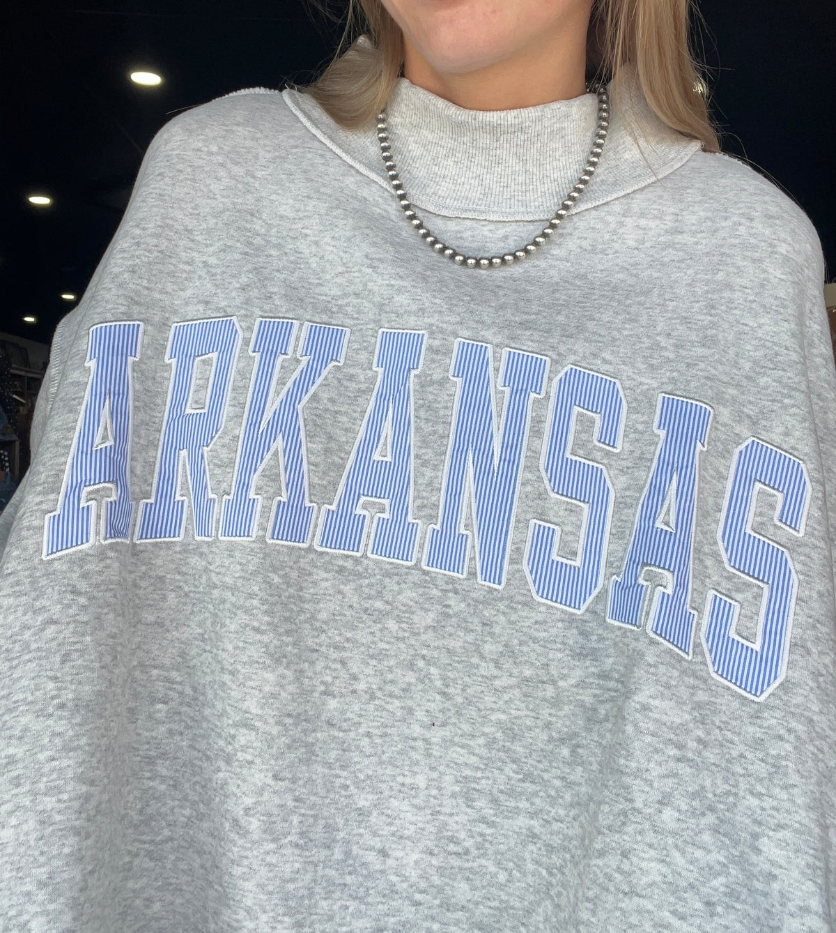 Arkansas Striped Mock Neck Sweatshirt *Heather Grey