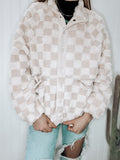 Checkered Sherpa Buttoned Jacket