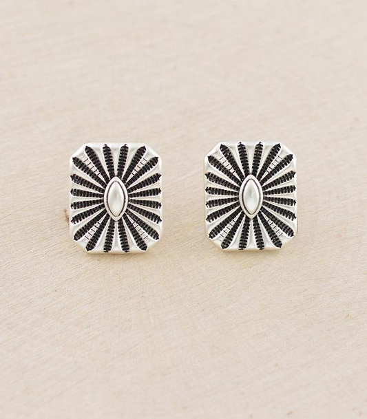 Western Square Concho Earrings