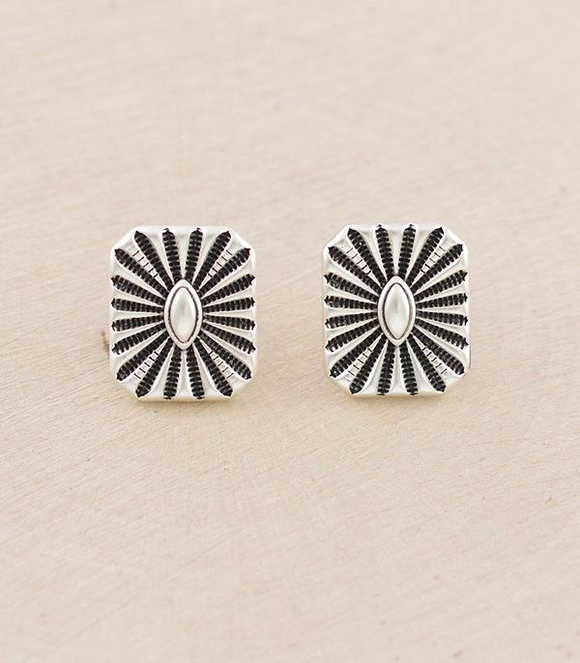 Western Square Concho Earrings