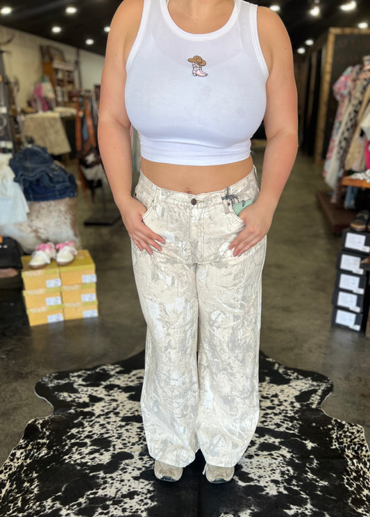 White Camo White Leg Jeans
