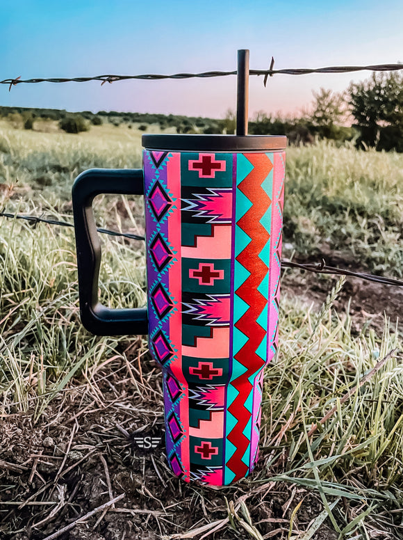 Purple Vintage Geo Tumbler