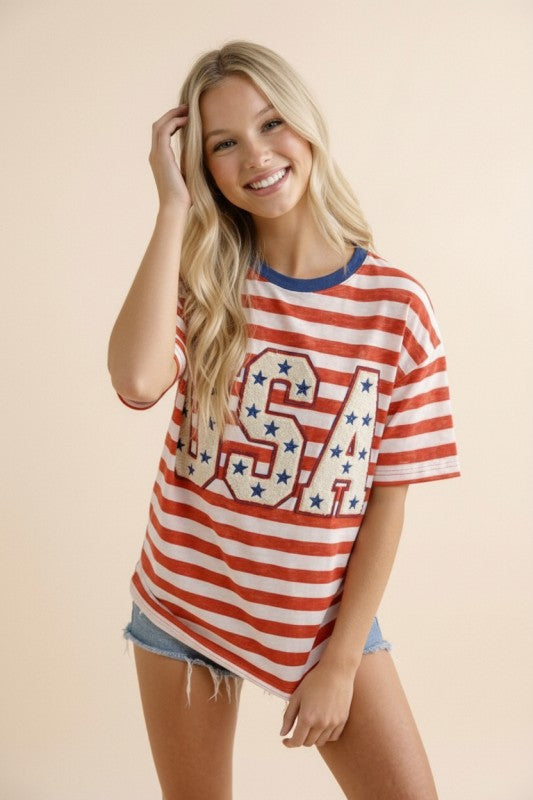 Stars & Stripes Oversized Graphic Tee