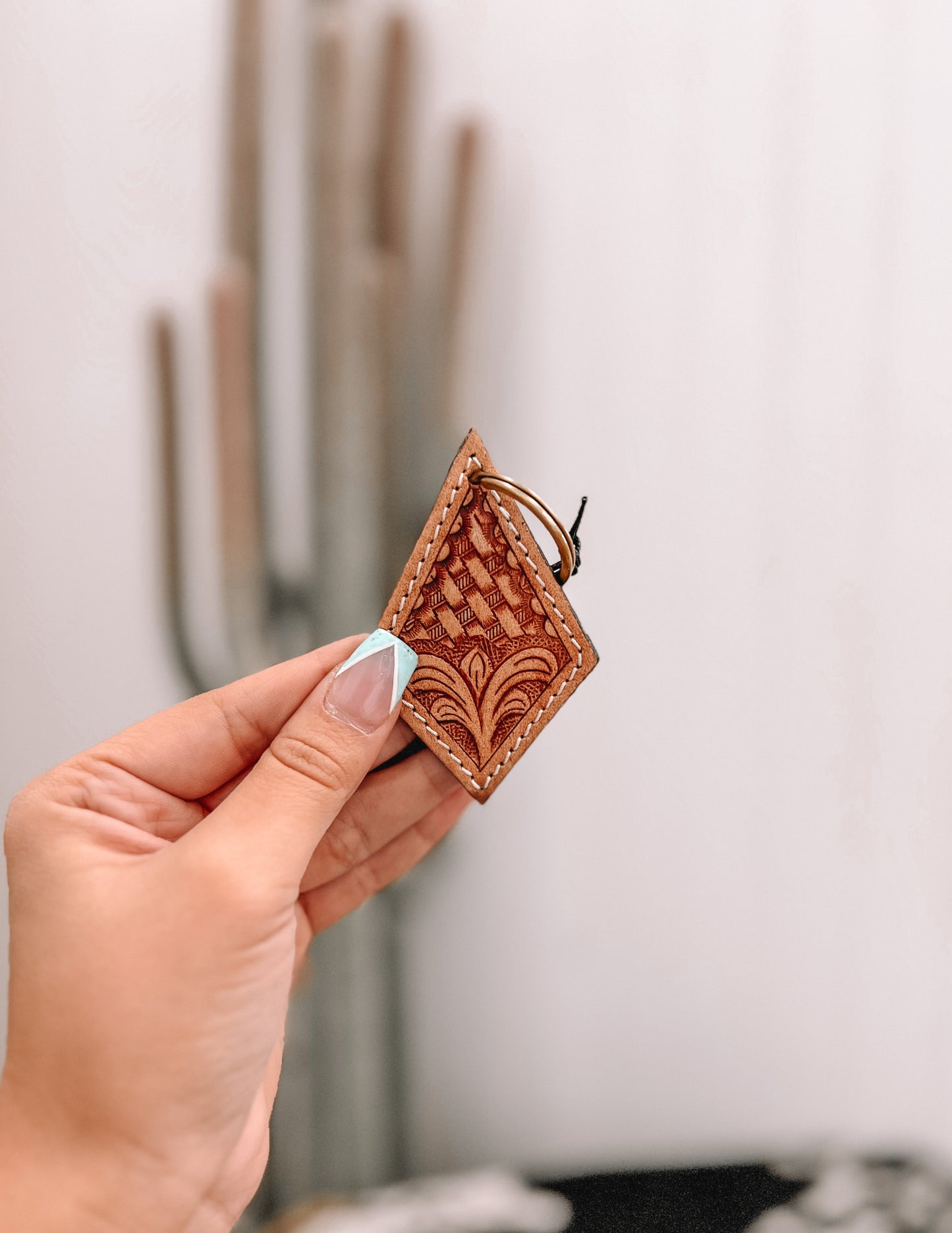 Diamond Trail Hand-tooled Leather Key Fob