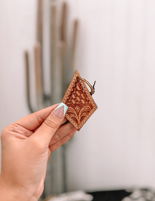 Diamond Trail Hand-tooled Leather Key Fob
