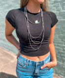 The Macey Exposed Seam Crop *Black