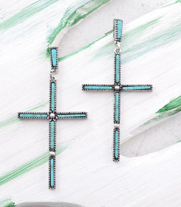 Turquoise Cross Earrings