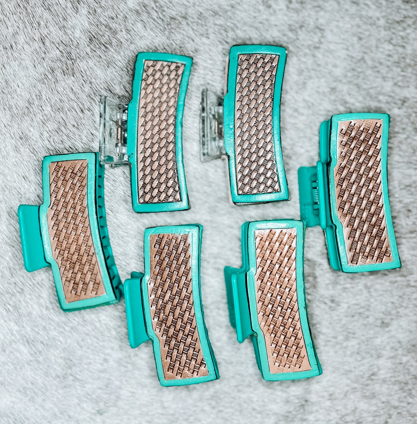 Weaved Tooled Leather Claw Clip