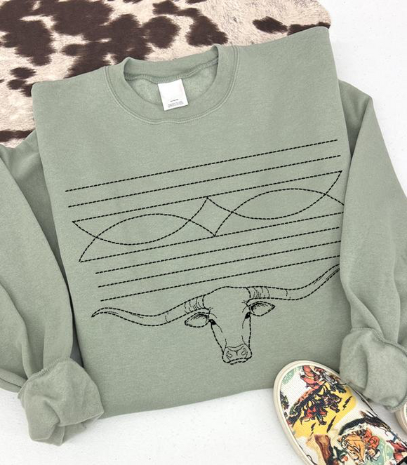 Longhorn Bootstitch Sweatshirt *Green