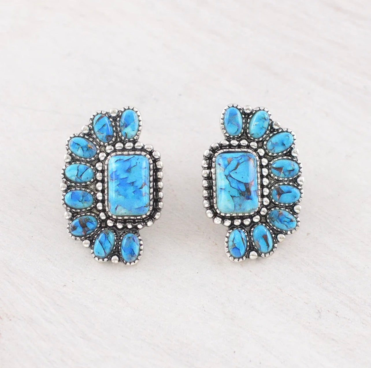 Semi Stone Cluster Earrings