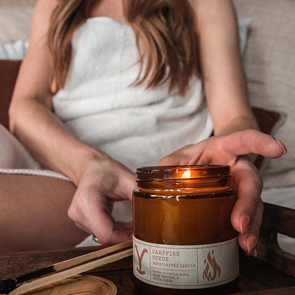 Yellowstone Campfire Suede Candle