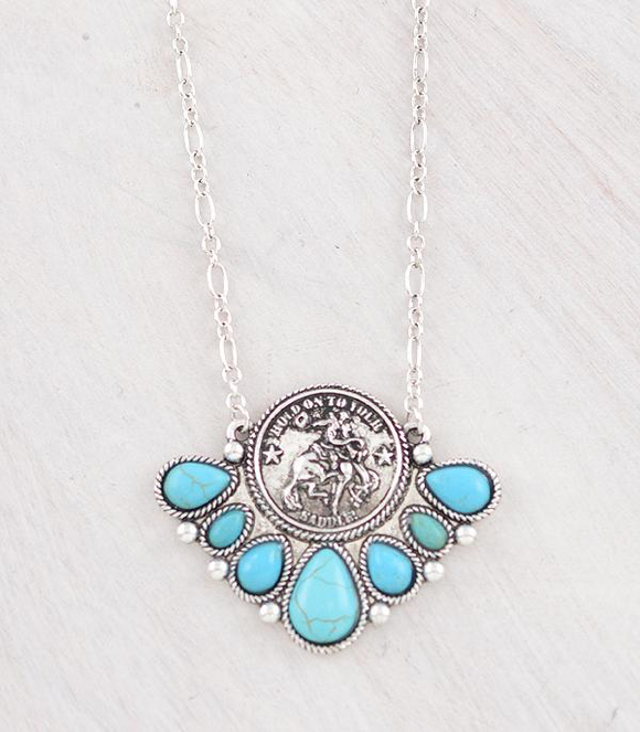 Cowboy Coin Turquoise Necklace