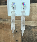 Teardrop Rhinestone Tassel Earrings