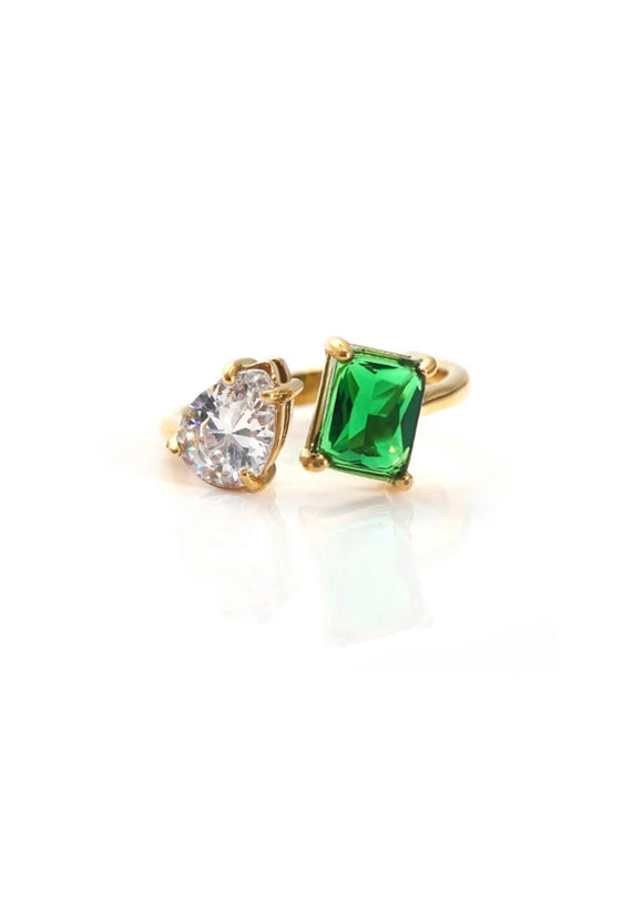 Emerald + White Blakely Ring