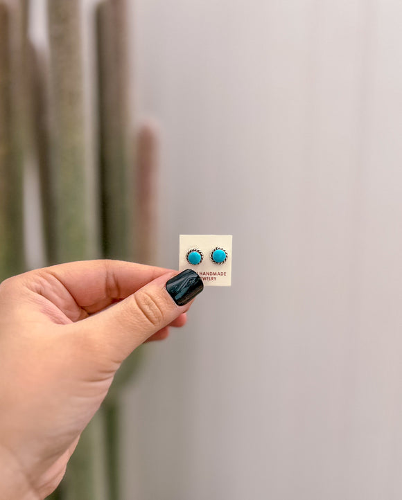 Small Circle Authentic Turquoise Studs