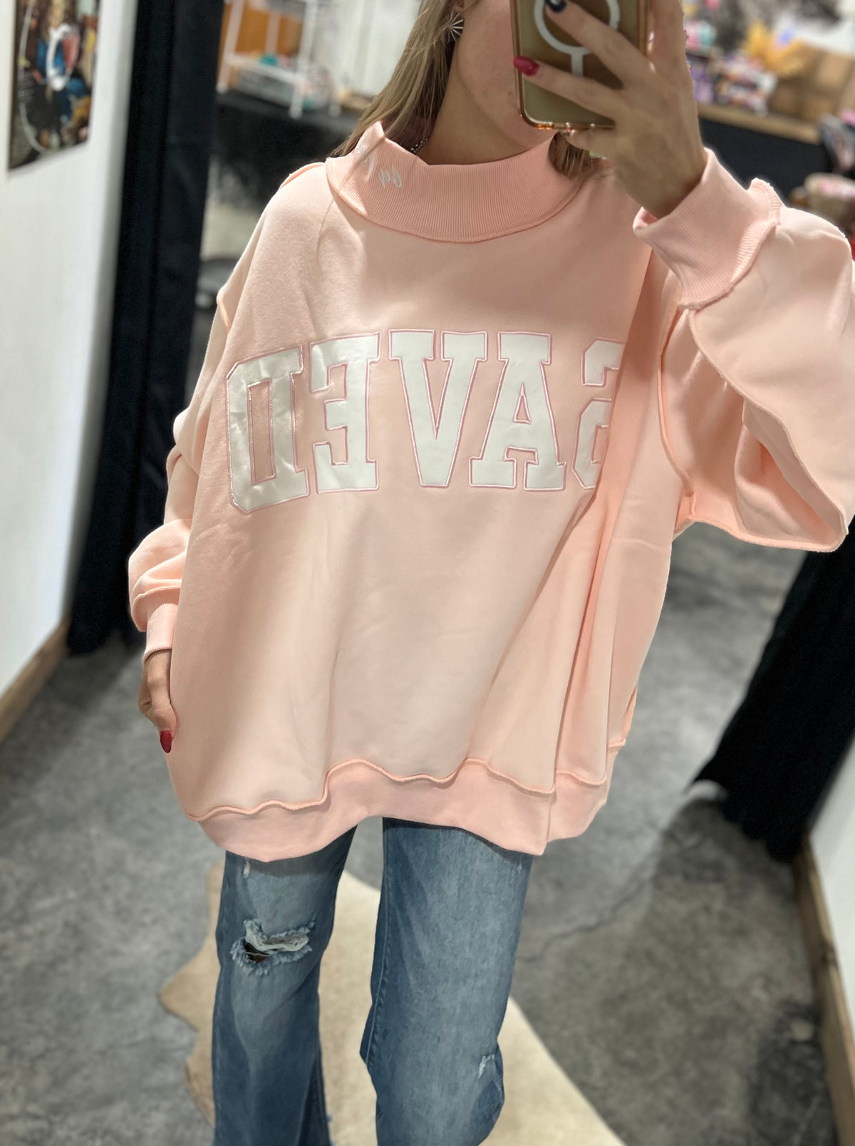 Saved By Grace Mock Neck Sweatshirt
