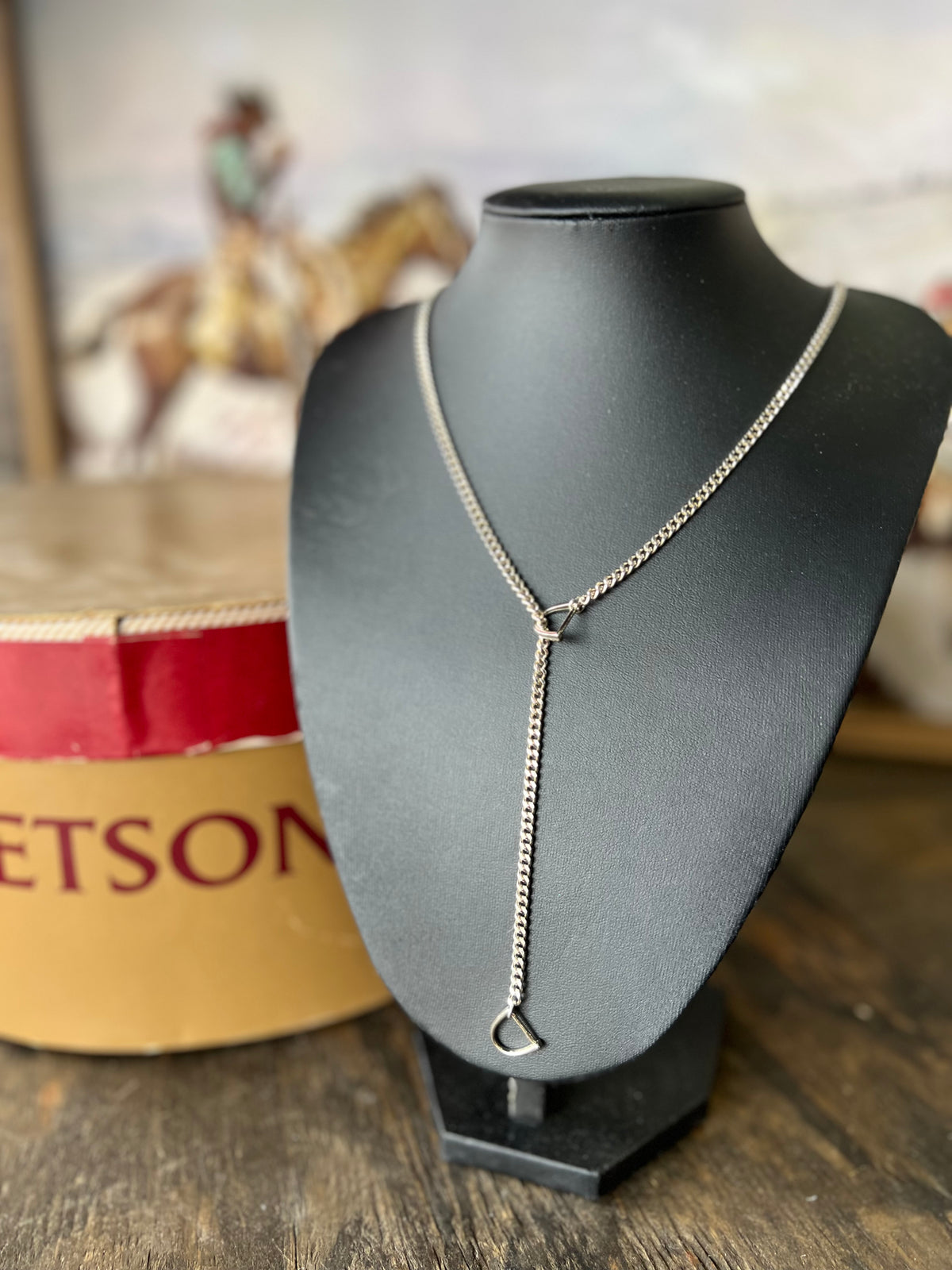 V2 Designs Lariat Stirrups Silver Necklace