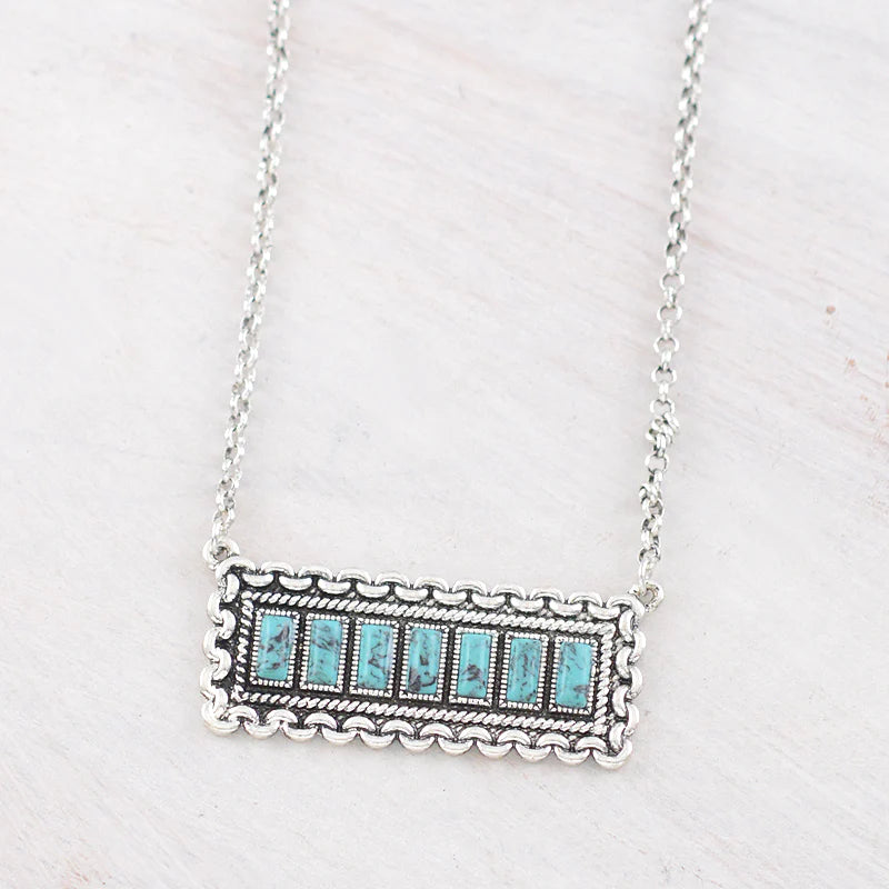 Western Turquoise Bar Necklace