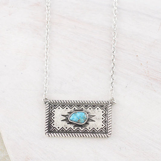 Turquoise Stone Aztec Necklace