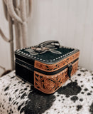 Tooled Leather Boot Stitch Jewelry Box *Black