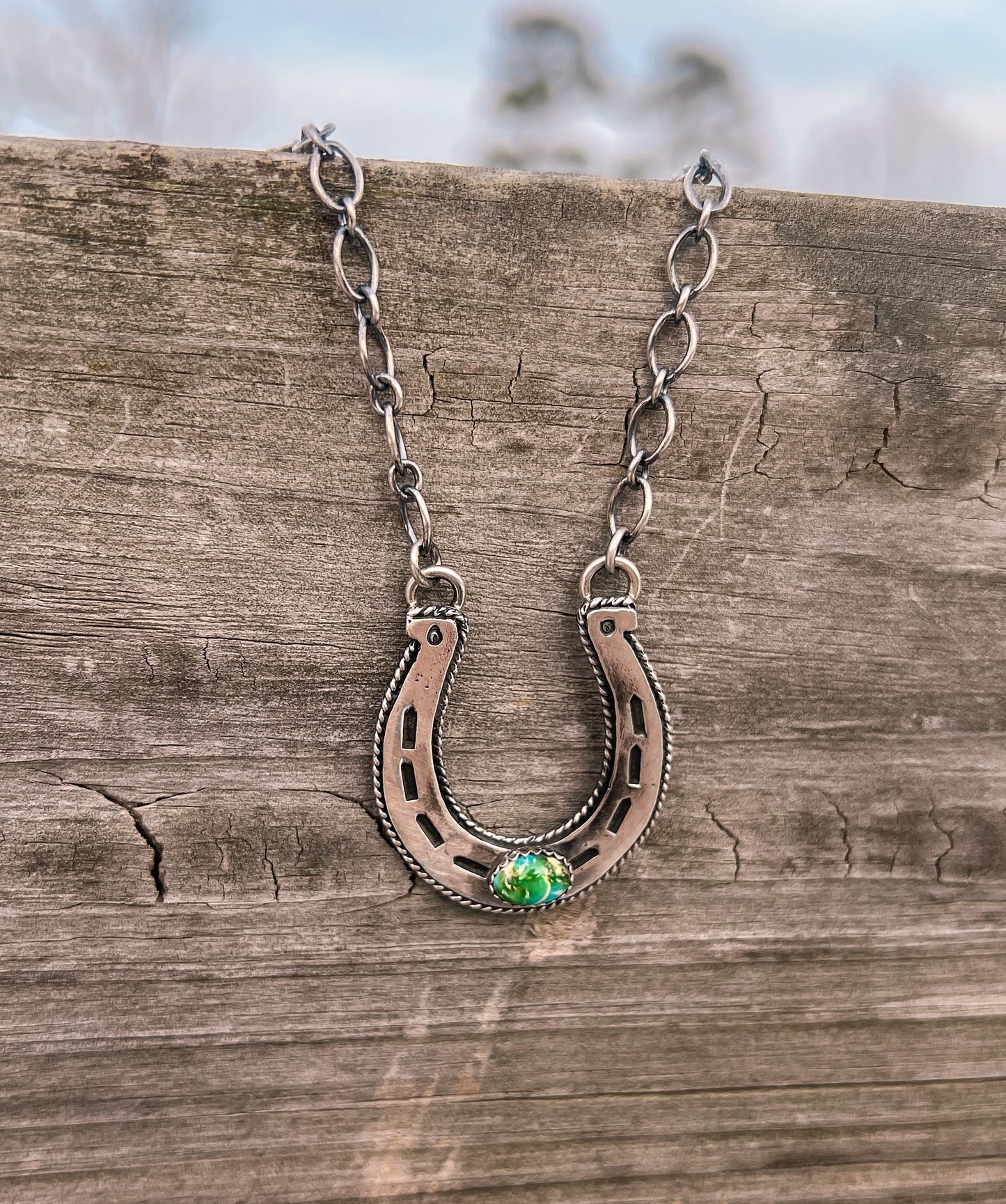 Lucky Horseshoe Sonoran Gold Turquoise Necklace