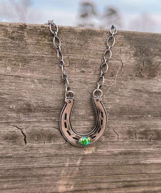 Lucky Horseshoe Sonoran Gold Turquoise Necklace