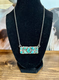 Authentic Turquoise Cluster Bar Necklace