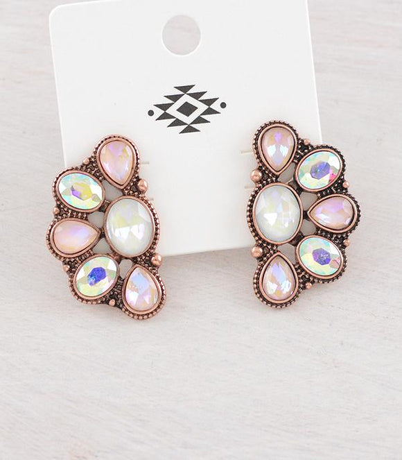 Glass Stone Concho Earrings