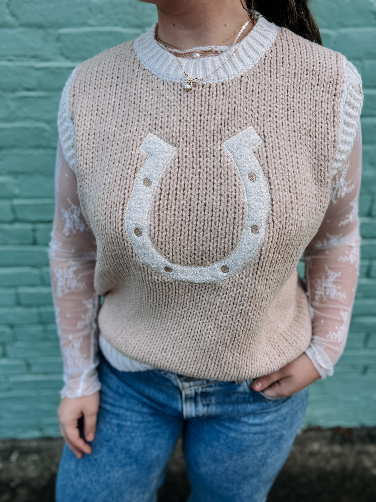 Horseshoe Sweater Vest *Mocha