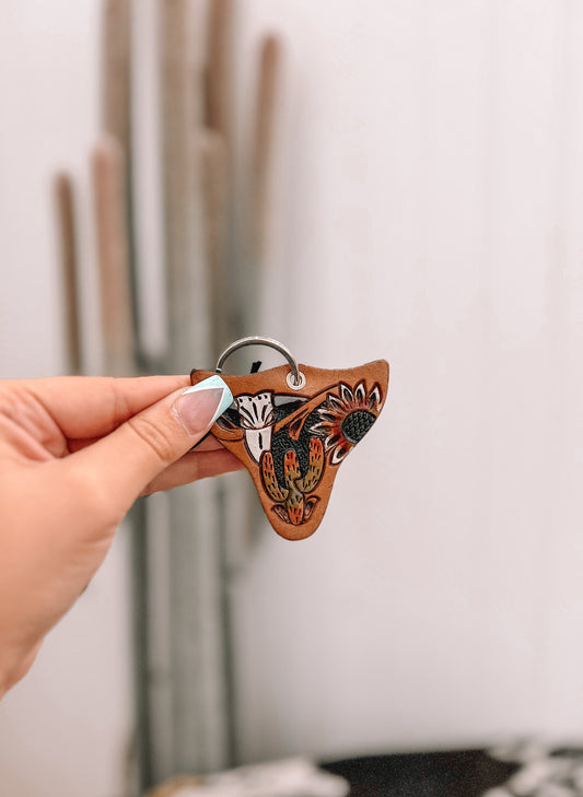 Dusty Winds Hand-Tooled Leather Key Fob